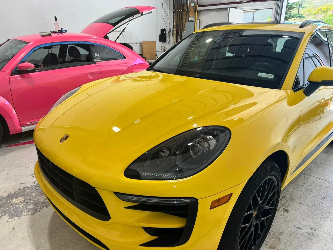 Yellow Porsche Macan detailing — Summit County Colorado